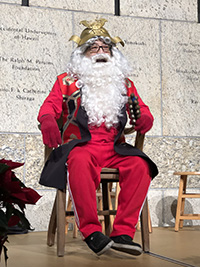 Rodney Kageyama as Shogun Santa at JANM's 2017 holiday party