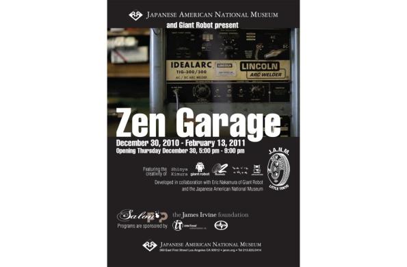 zen garage flyer announcing show with image of a welder machine