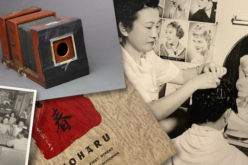 photo collage of Little Tokyo historical photos and artifacts