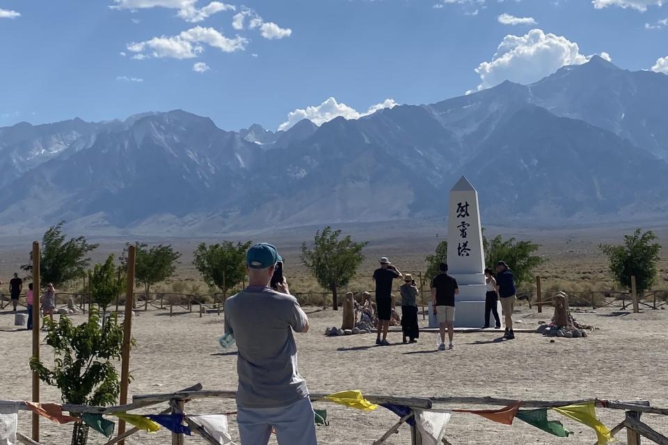 People at the Manzanar monument