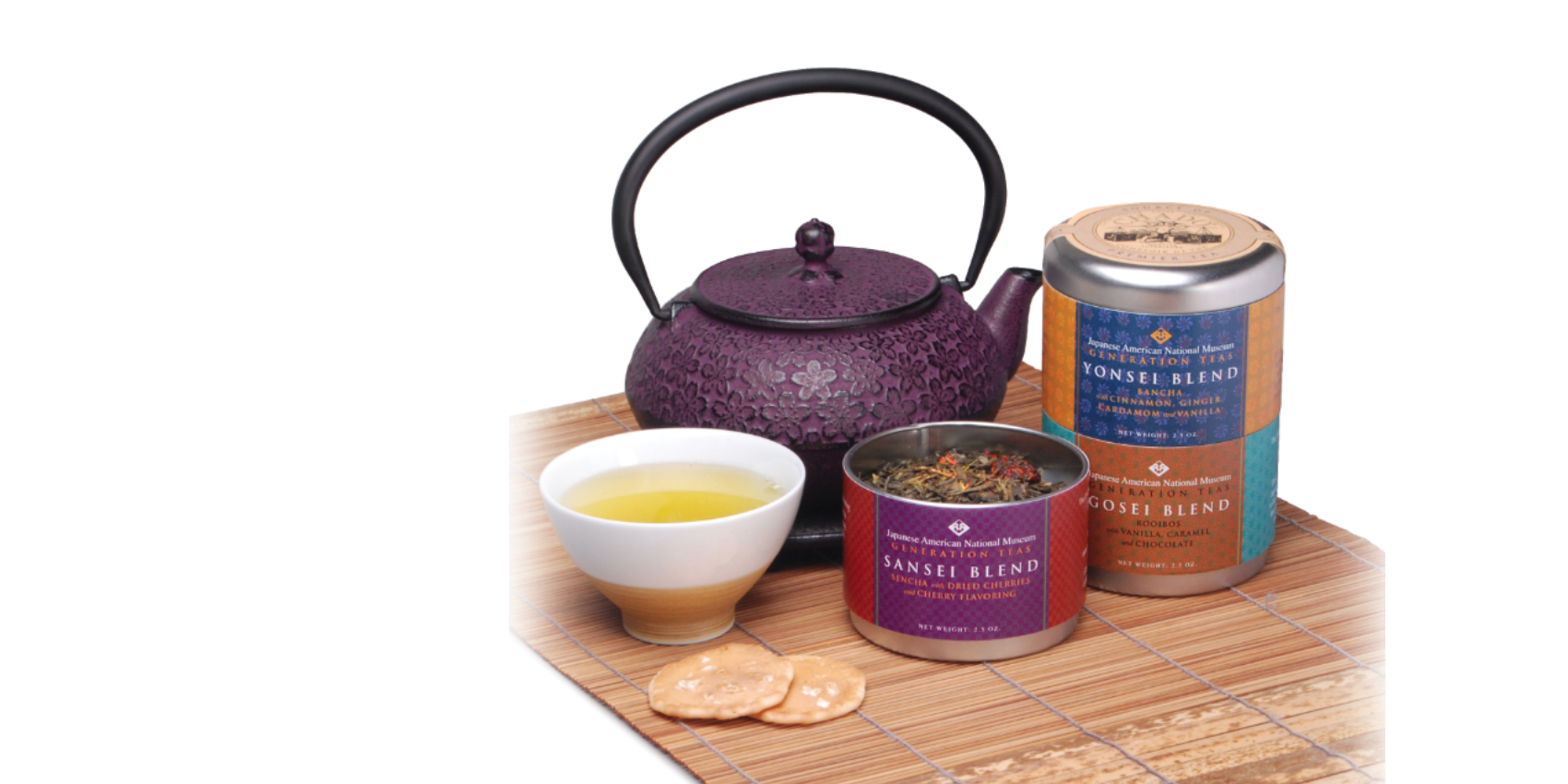 JANM's tea collection, each created with a specific generation of Japanese Americans in mind.