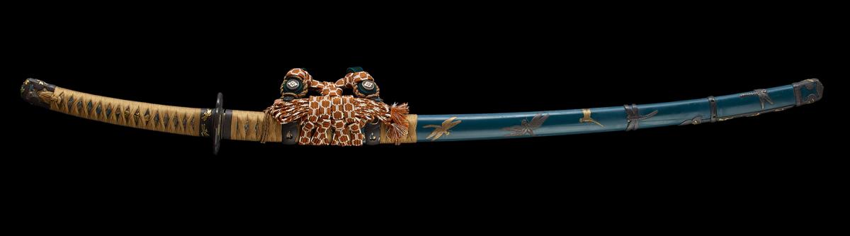 Tanaka School Tachi koshirae with a design of dragonflies and family crest