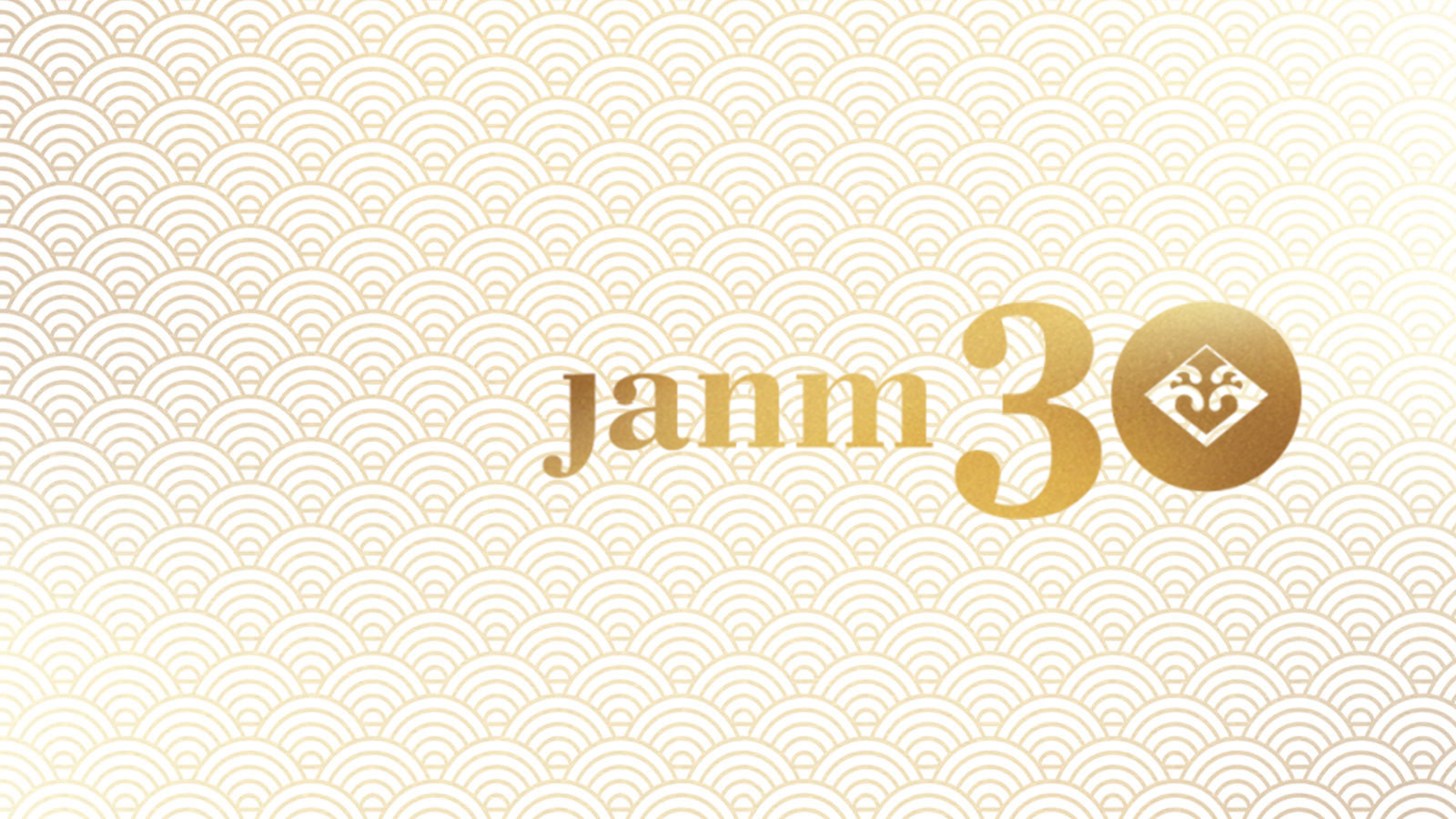 JANM30 in gold over gold wave pattern background