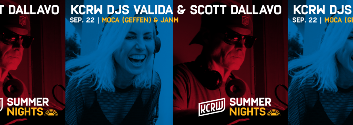 Photos of DJs Valida, in blue, and Scott Dallavo, in red.