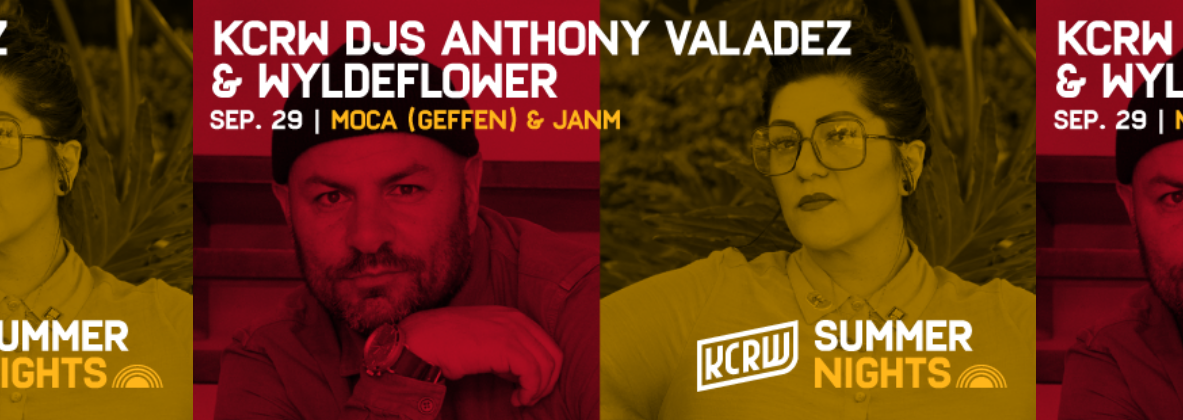 Photos of DJs Anthony Valadez (in red) and Wyldeflower (in yellow).
