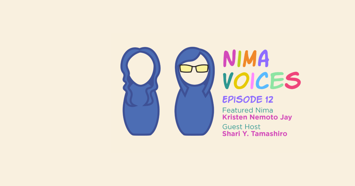 Flat, kokeshi renditions of Kristen Nemoto Jay and Shari Y. Tamashiro