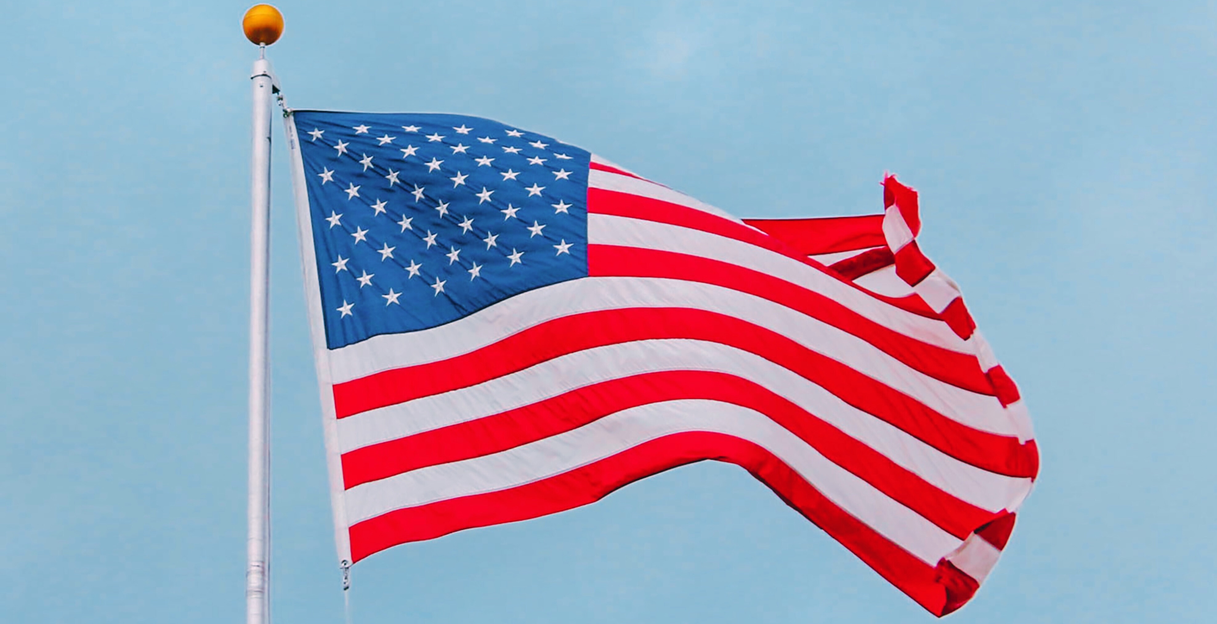american flag on a pole