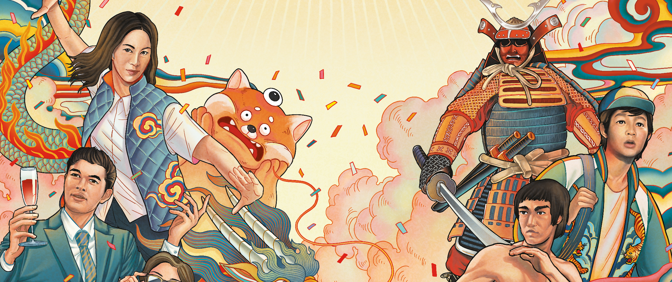 book cover cropped image of ilustration of asians in movies