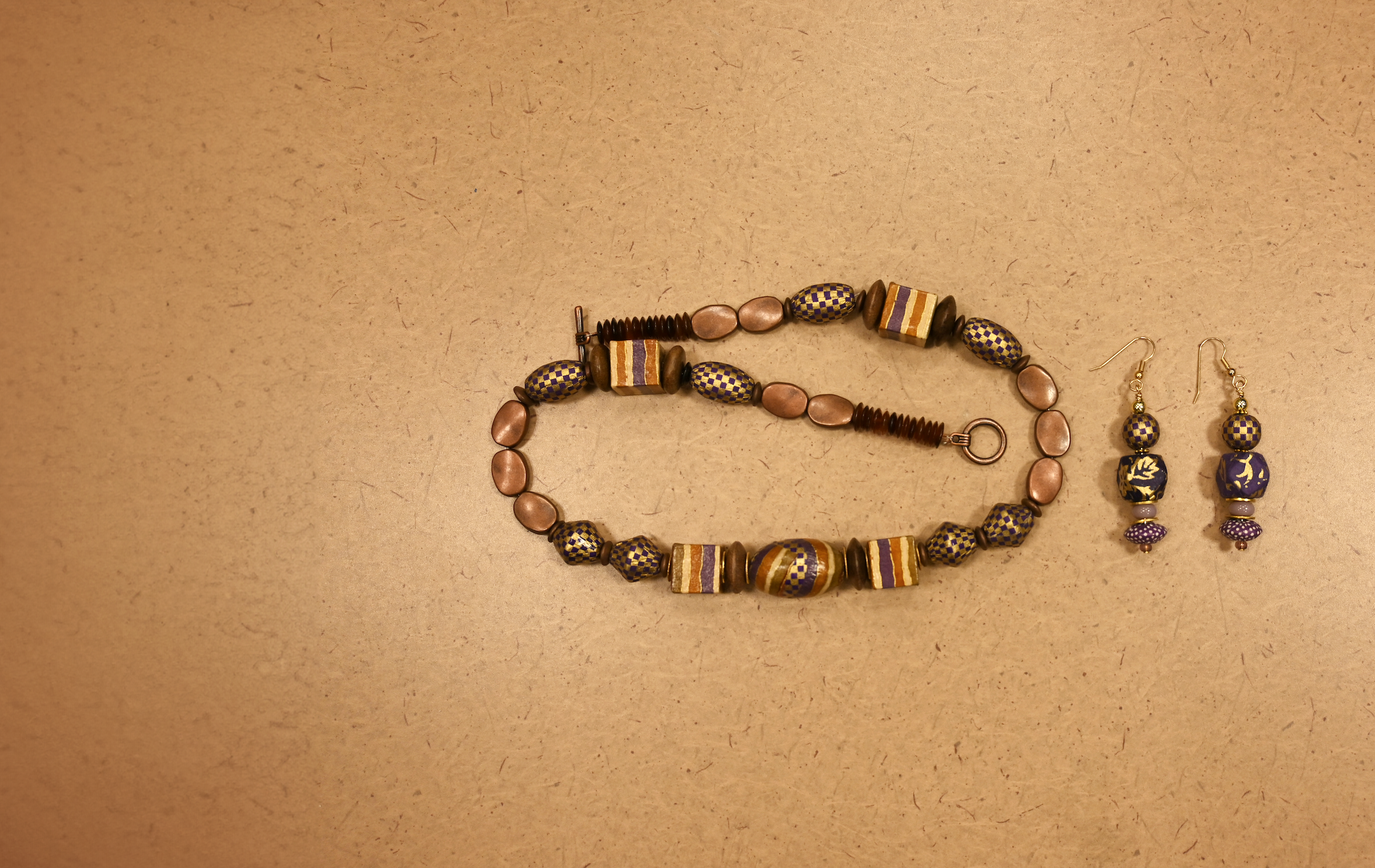 hand made washi necklace and earrings
