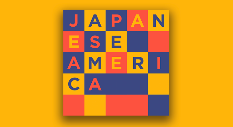 japanese america checkered logo on yellow
