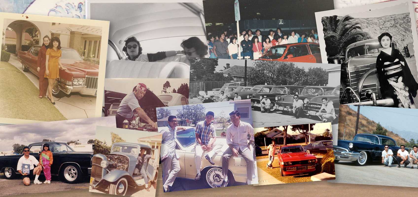 photo collage of people in front of their cars