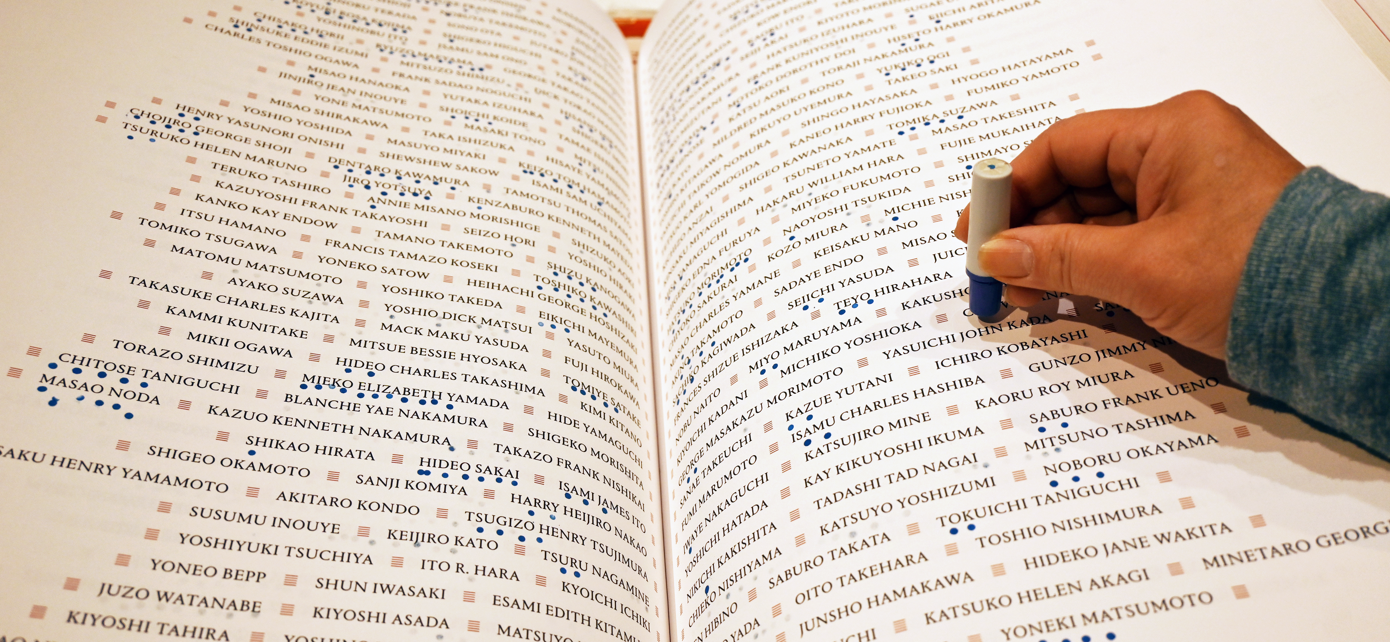 hand stamping the ireicho book of names