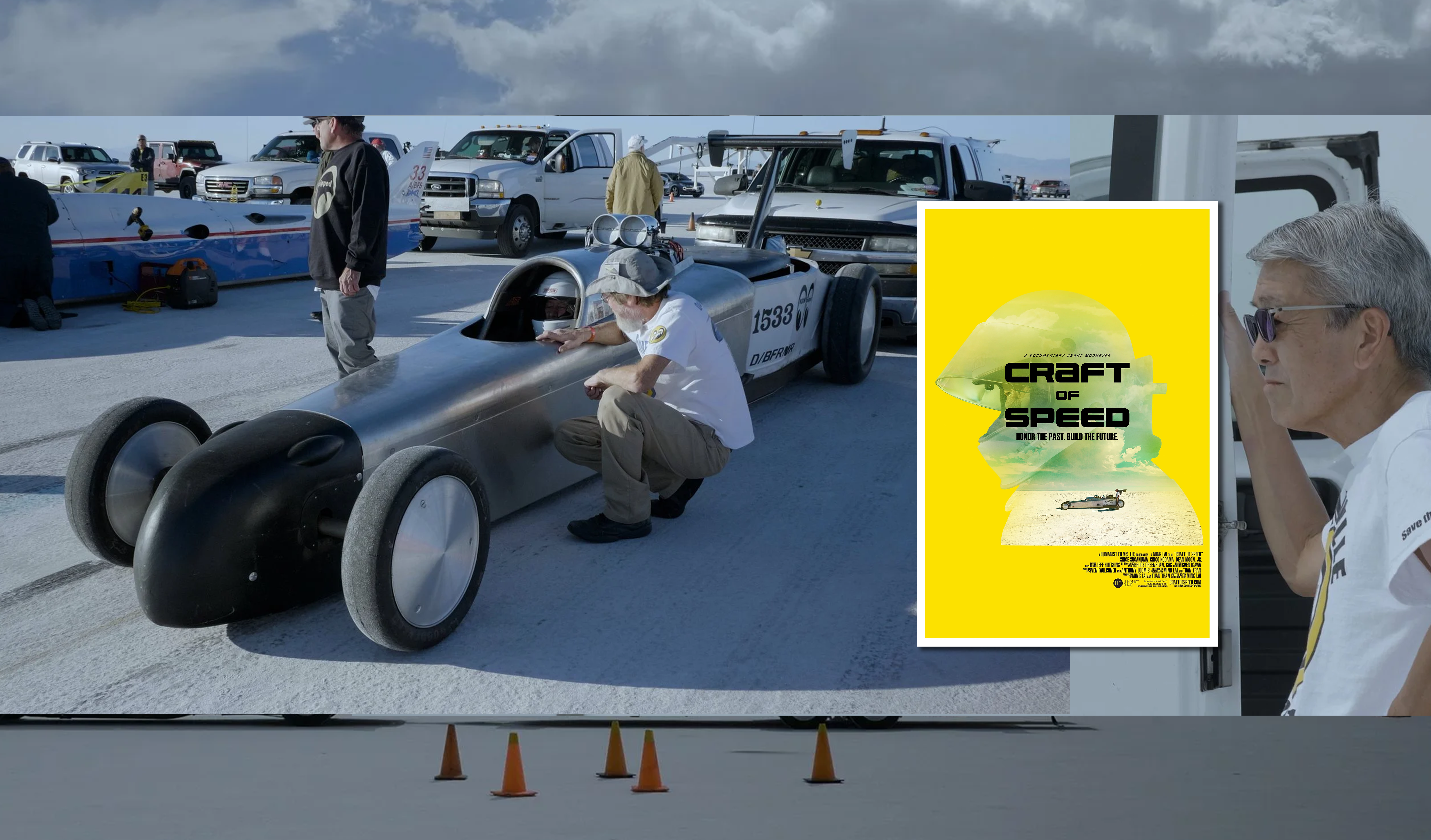 Craft of Speed movie poster with car race scenes from movie in background