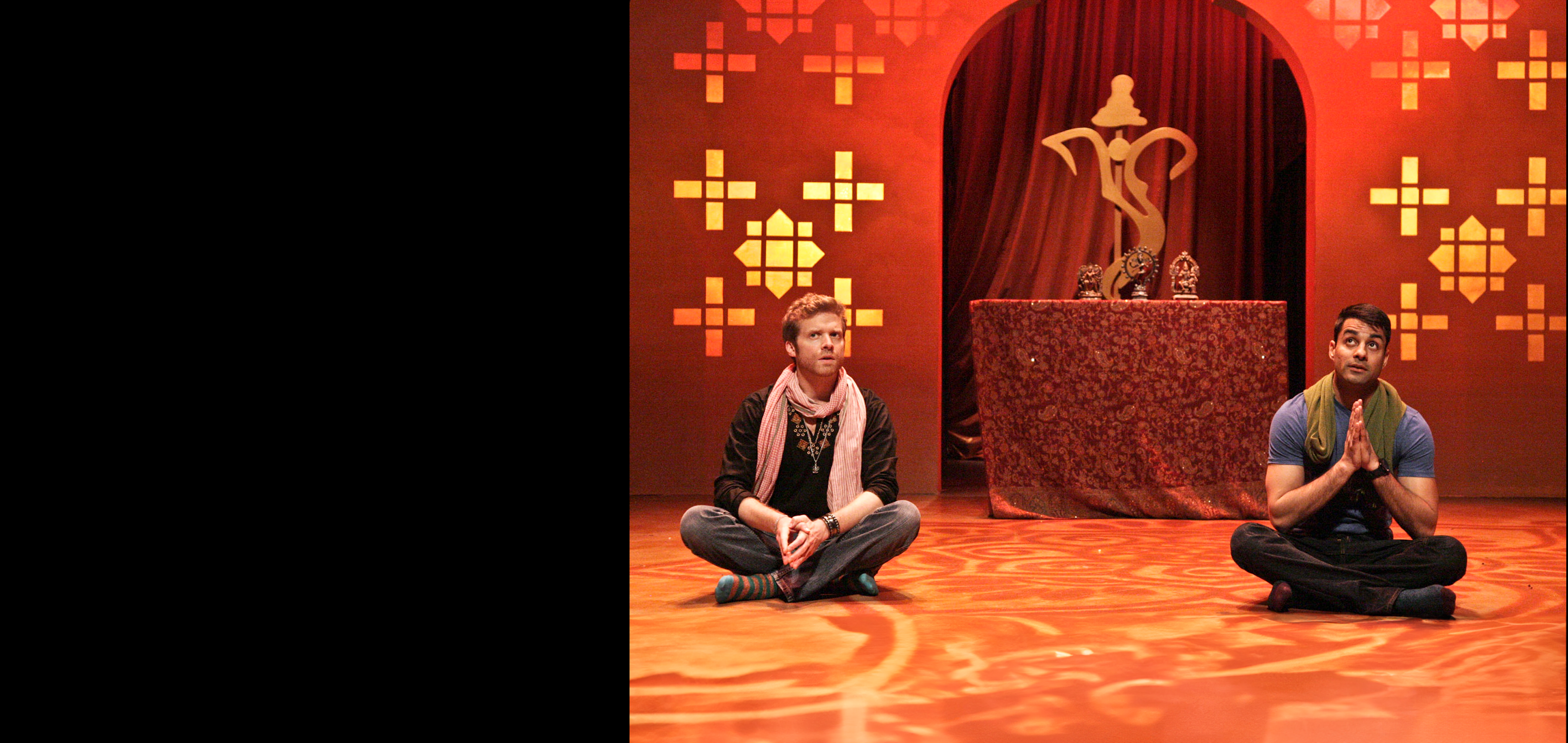 two actors on set in A Nice Indian Boy play