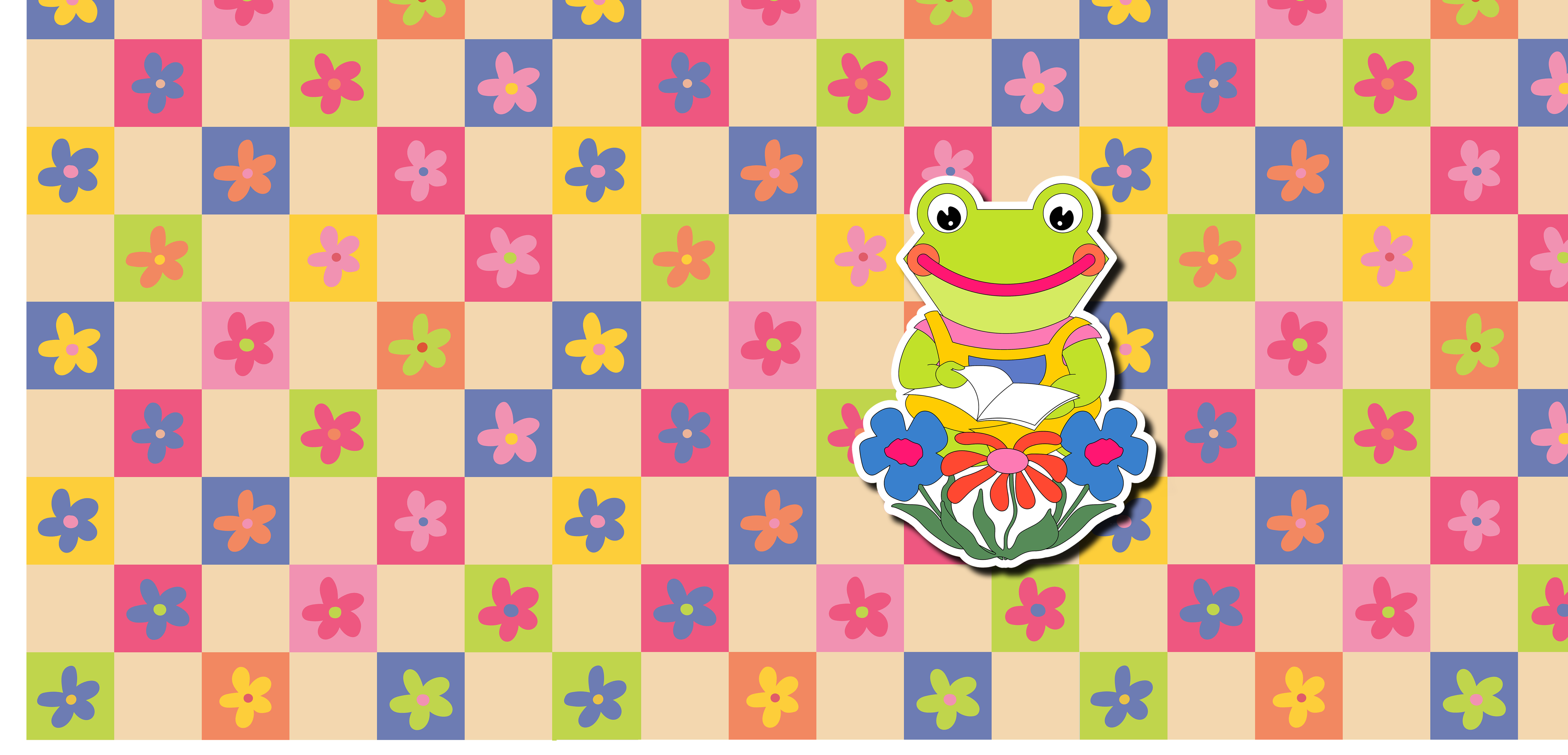 illustration of a frog reading a book