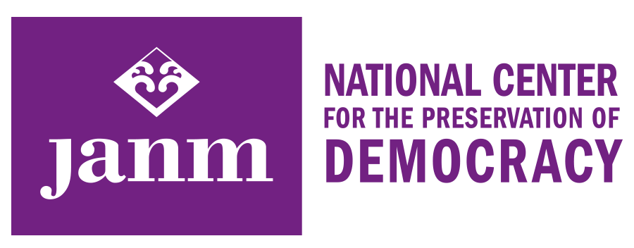 Purple logo reads "janm National Center for the Preservation of Democracy"