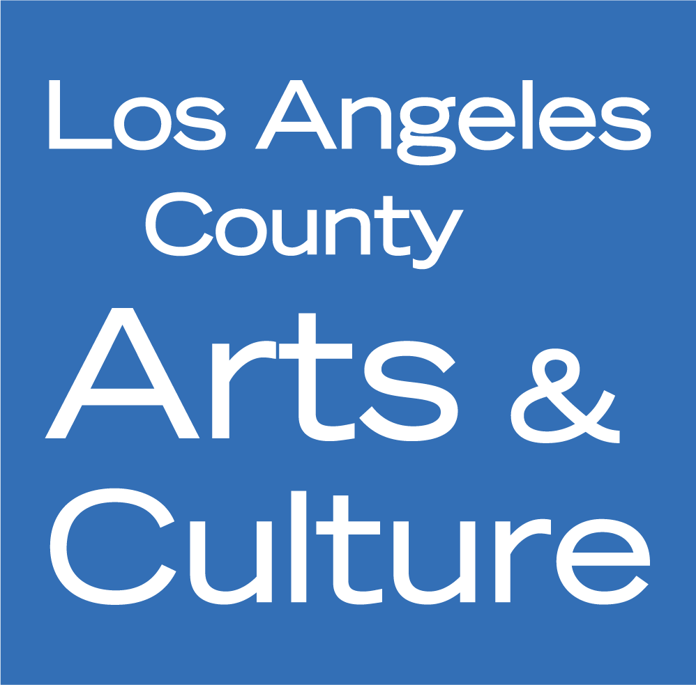 los angeles county arts and culture logo white type in a blue box