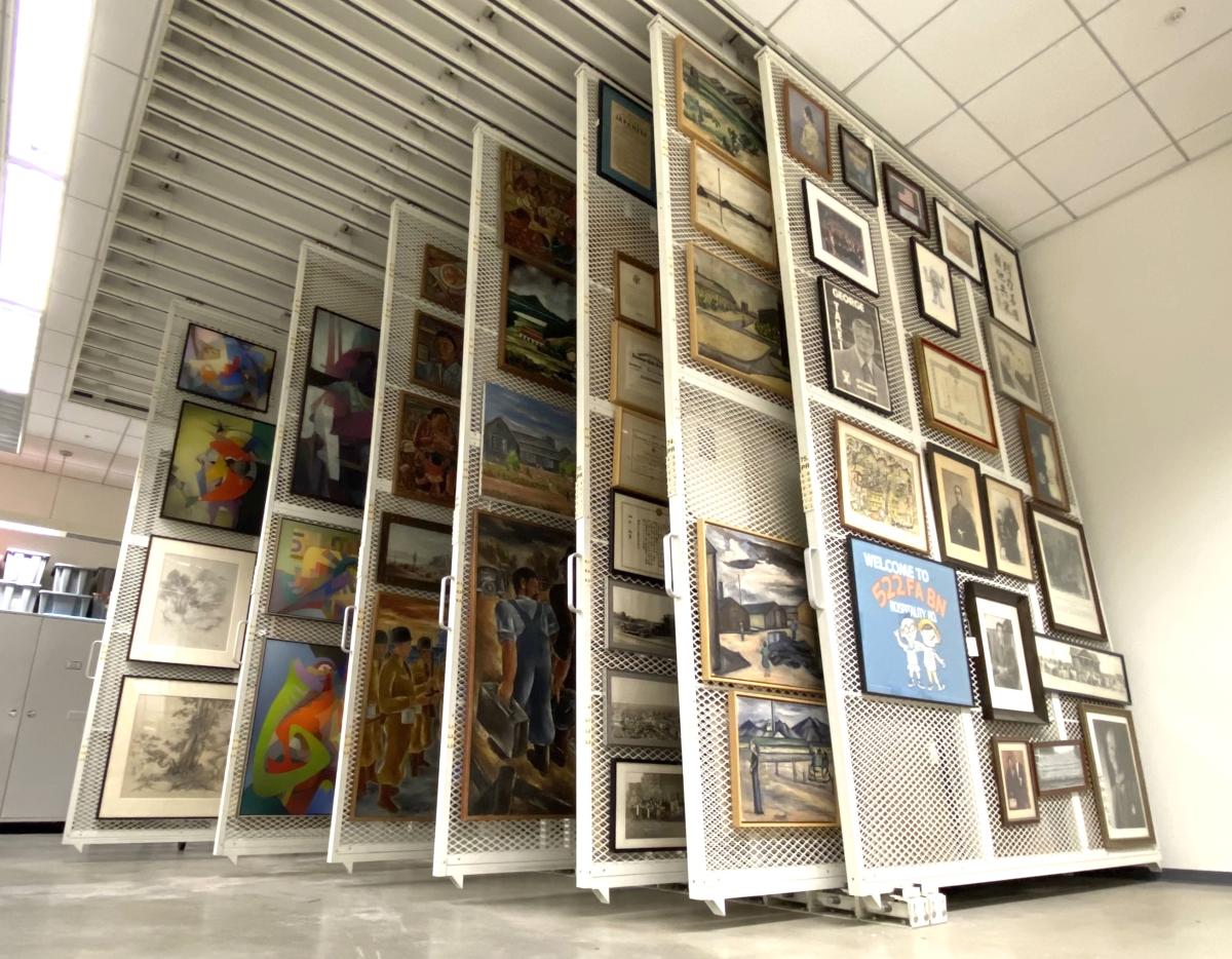 collections rack of paintings