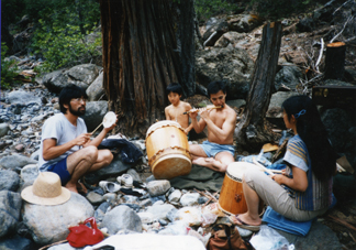 Russel Baba, Jeanne Mercer, and Masato Baba with Kenny Endo, 1990