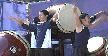 TAIKOPROJECT performing at the Higashi Honganji Temple Obon, Los Angeles, 2004