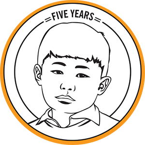 Five years drawn logo of a boy
