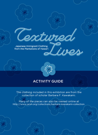 Image with blue background of Textured Lives activity book 