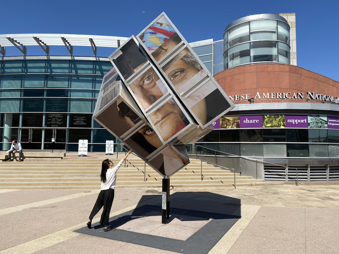 OOMO Cube outside of JANM pavilion