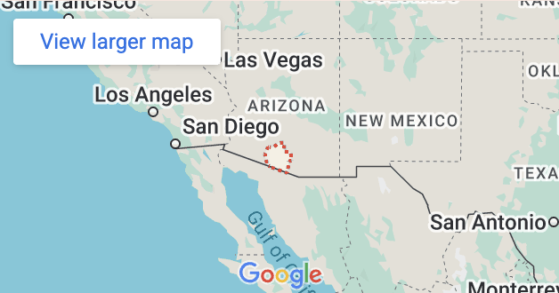 map showing location of Gila River concentration camp