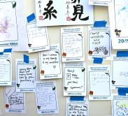 Discover Nikkei activity wall of hand written notes