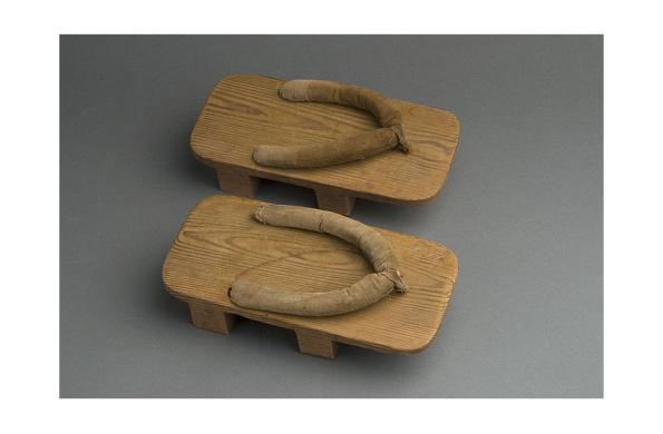 Hand carved sandals, or geta, from guava wood