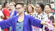 JANM staff and volunteers dancing at 2018 Nisei Week Ondo