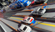toy die cast cars racing on track