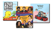 Sachiko and the bully by Nadine Hsu book and Anzu the great Listener by Benson Shum book, and Incredible: Asian Americans and Pacific Islanders Who Changed the World by Alex and Maia Shibutani book