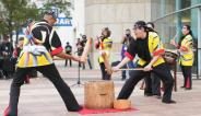 Kodama taiko group performance and mochi pounding