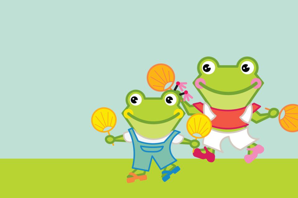 2022 Natsumatsuri Family Festival dancing kaeru frogs with uchiwa fans