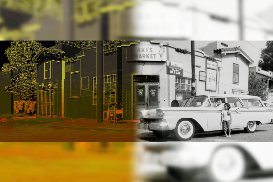 Aki's Market digital and old photo combined
