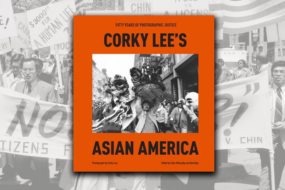 corky lees book with protest background photo