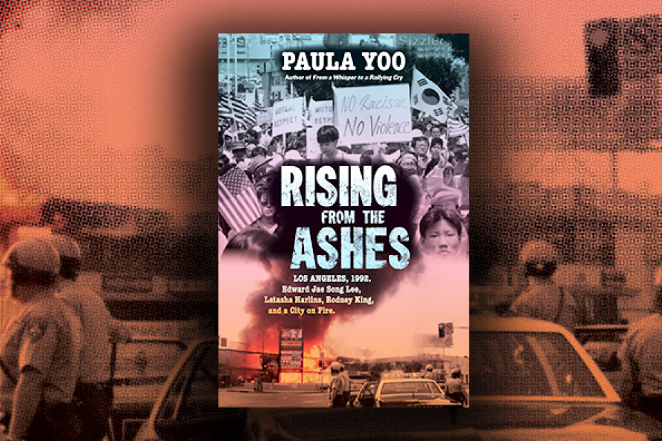 rising from the ashes book with rioting stores on fire in background