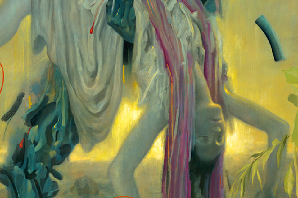 painting of woman floating