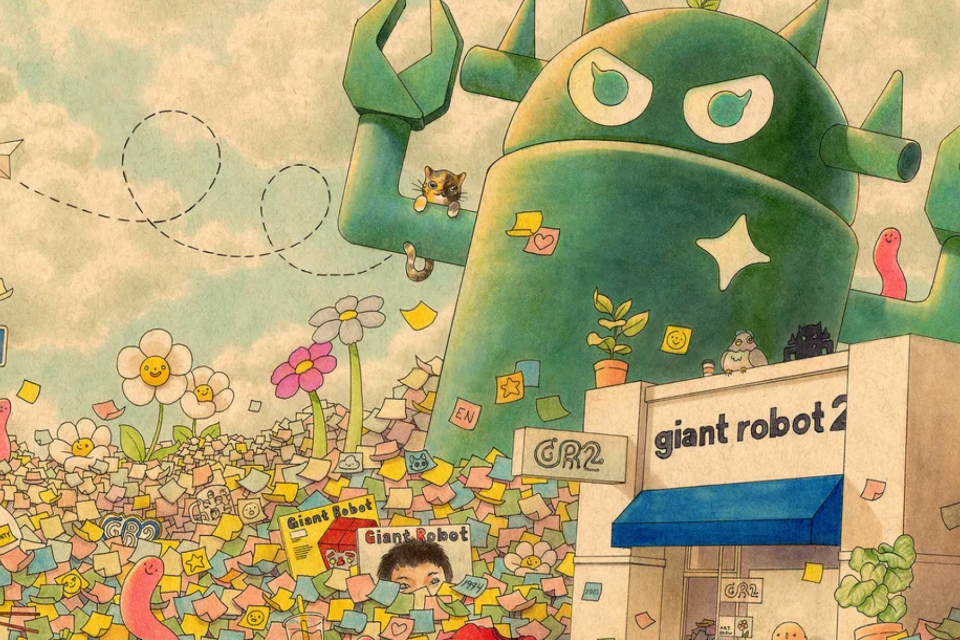 felicia chiao illustration of giant robot sawtelle