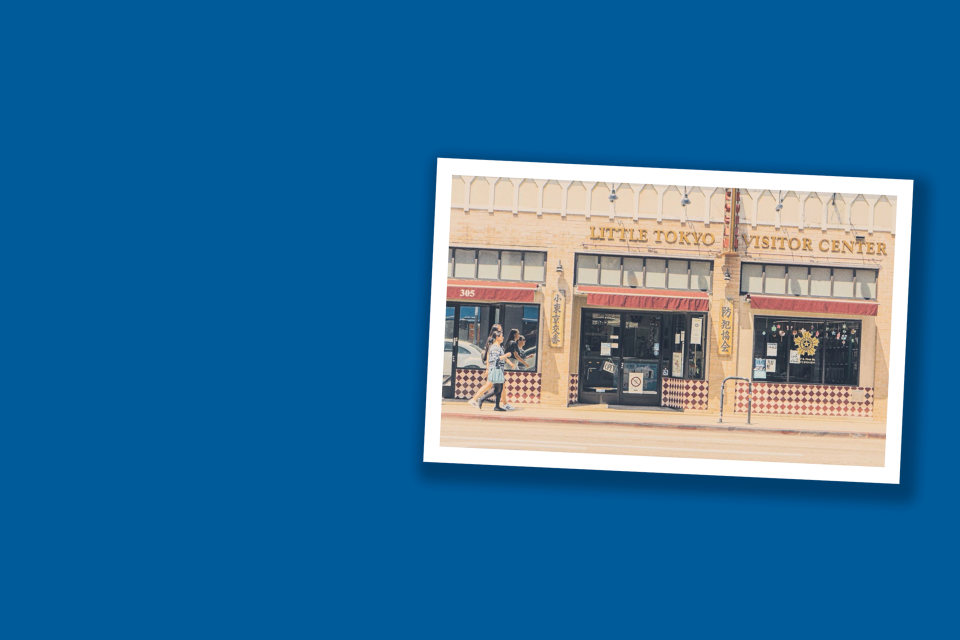 Postcard of Little Tokyo street shops