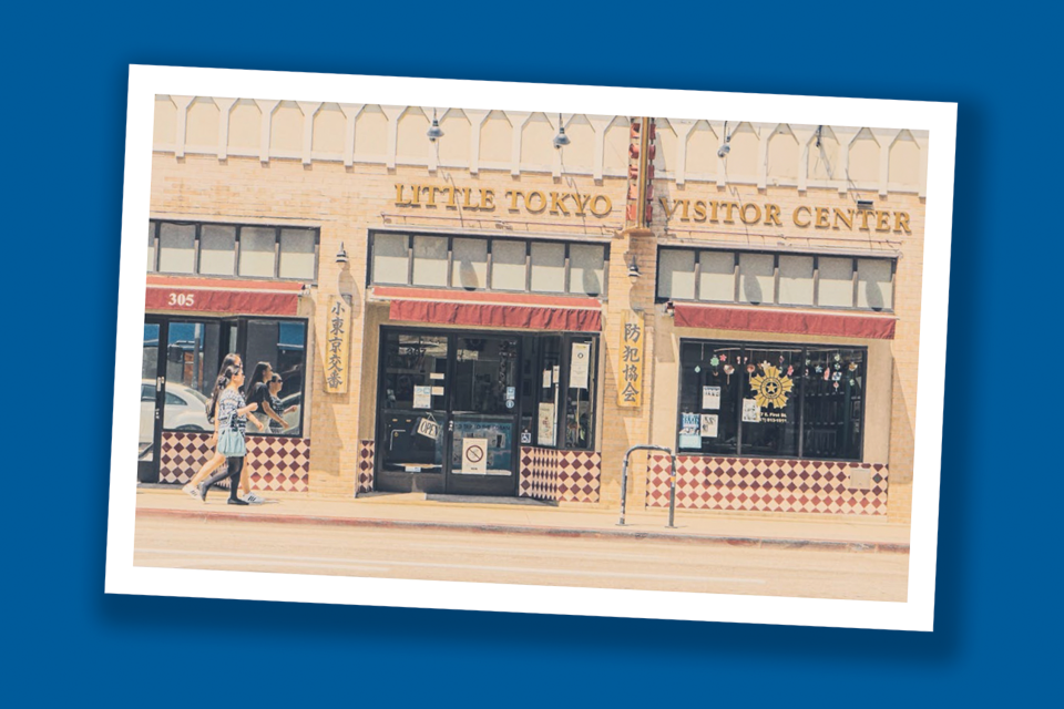 Postcard of Little Tokyo street shops