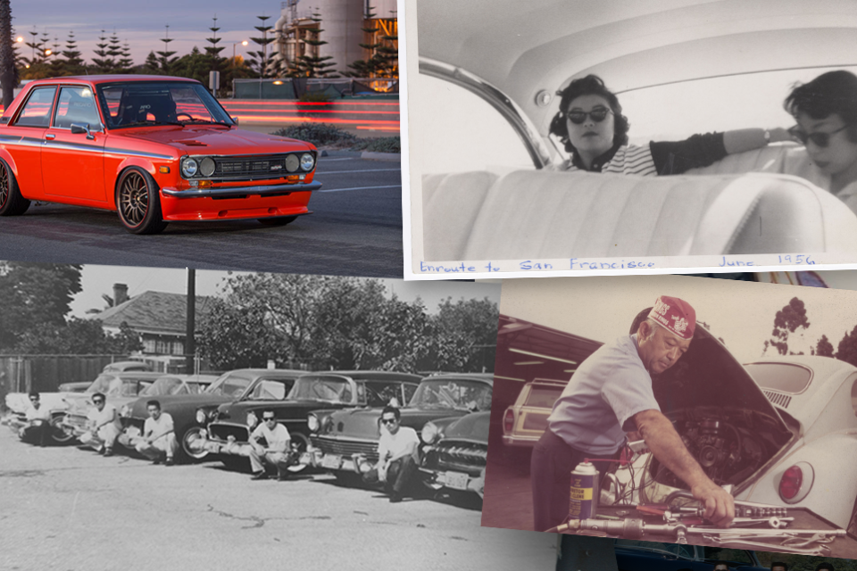 photo collage of people with their cars 