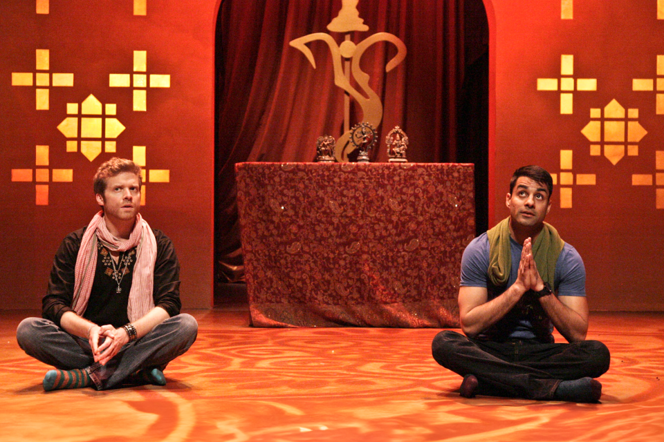 two actors on set in A Nice Indian Boy play