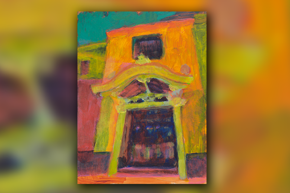 Painting of old Nishi temple by Kenji Liu